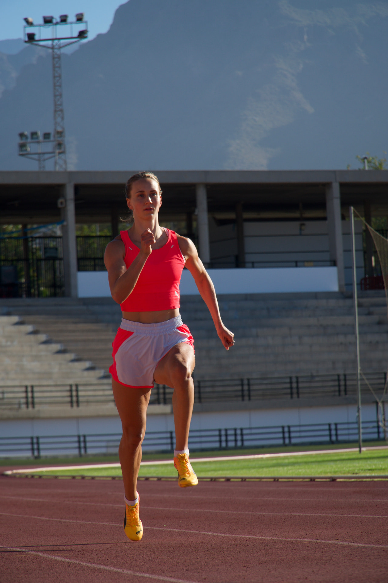 Viivi Lehikoinen running on an athletics track